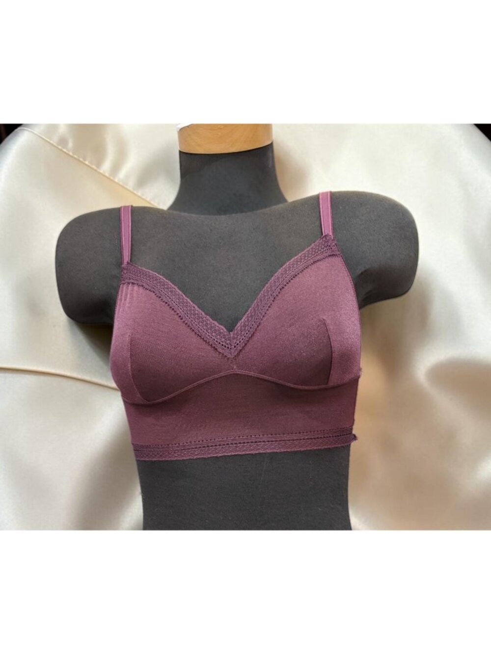 Samantha Chang Soft Burgundy Cup Color Sheer Bra Medium New No Tags !!